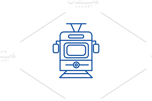 Train,tram front view line icon