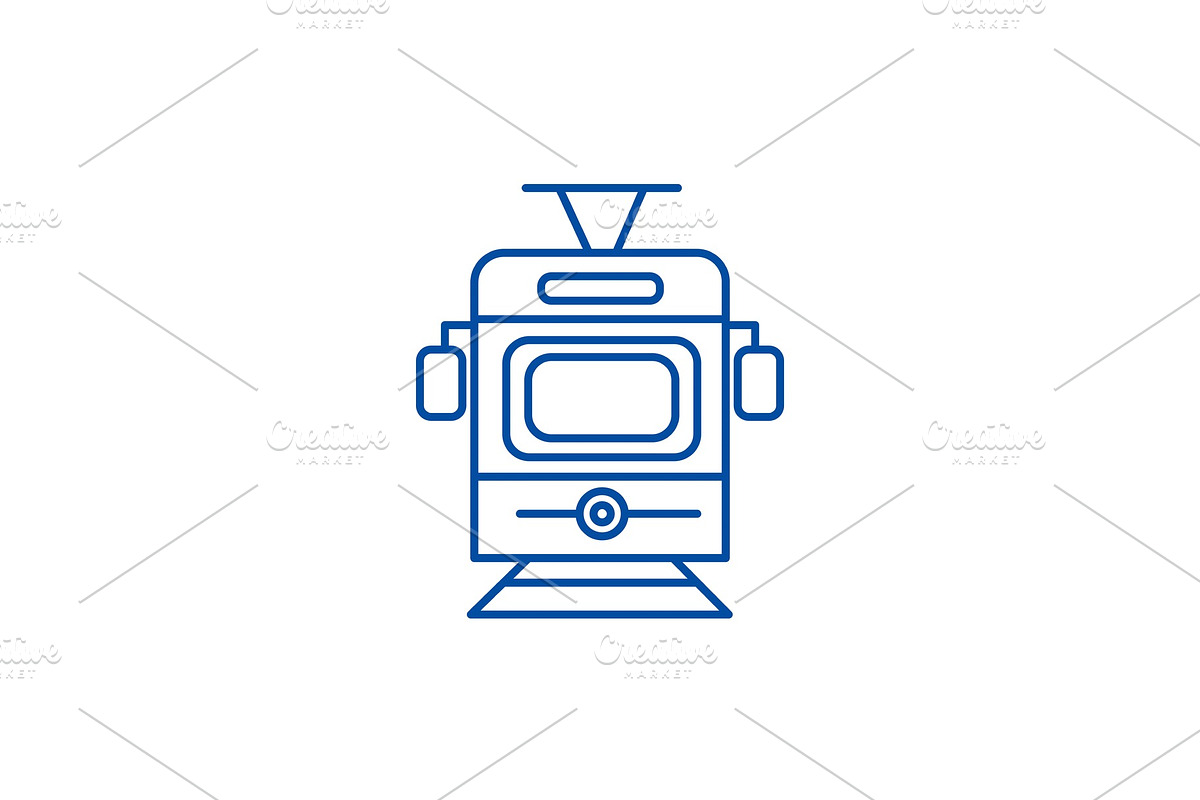 Train,tram front view line icon in Illustrations - product preview 8