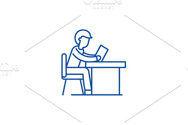 Training at work line icon concept