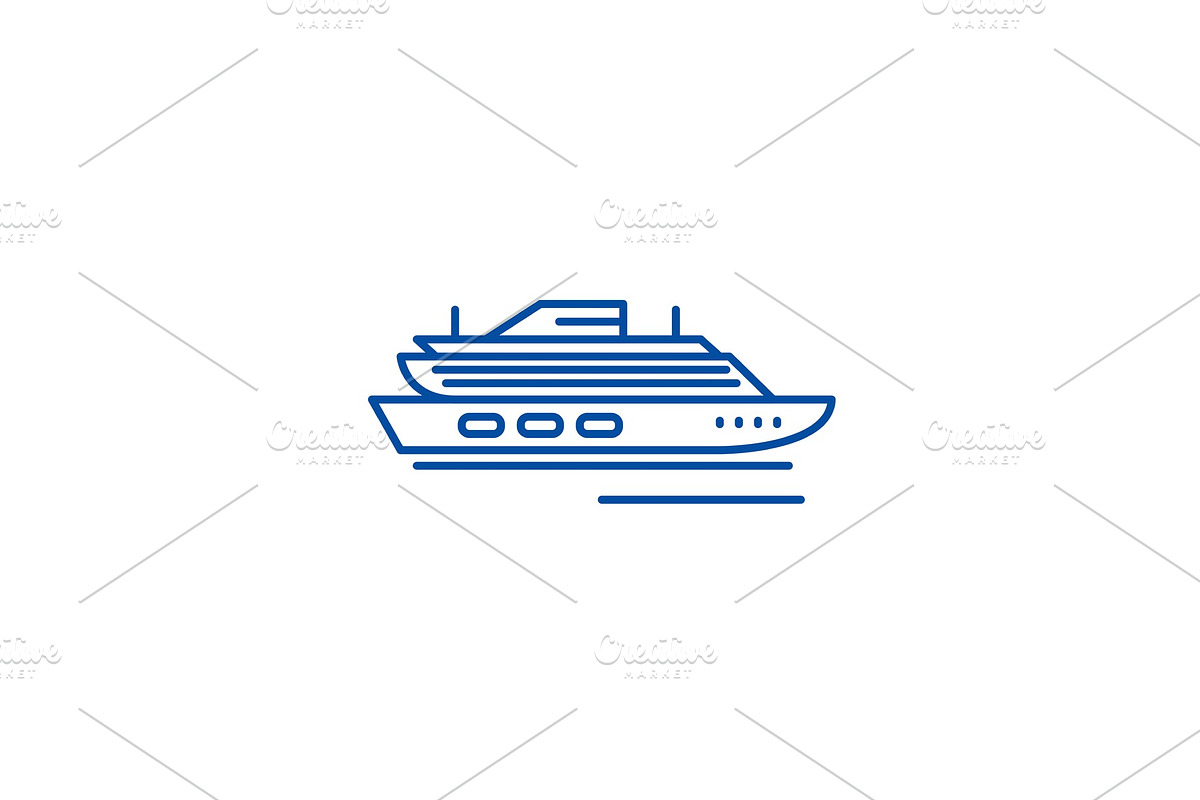 Travel cruise ship line icon concept in Illustrations - product preview 8