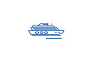 Travel cruise ship line icon concept