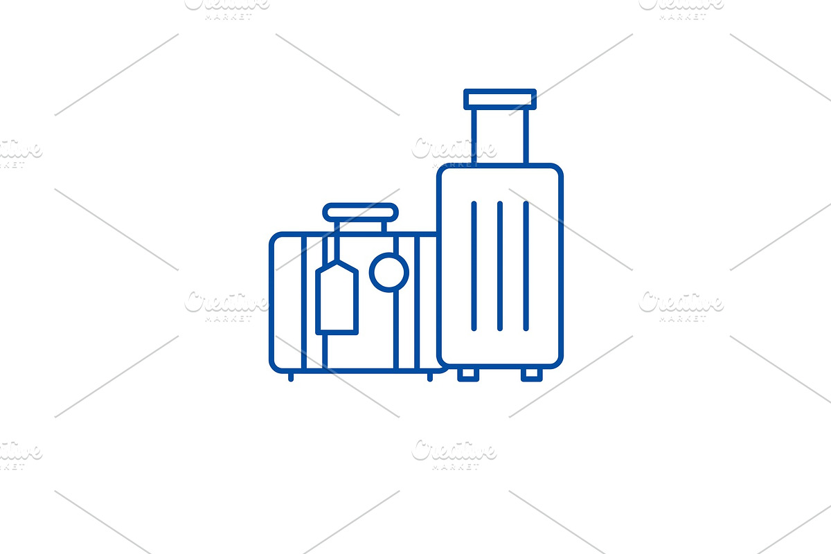 Travel luggage line icon concept in Illustrations - product preview 8