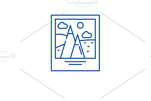 Travel photography line icon concept