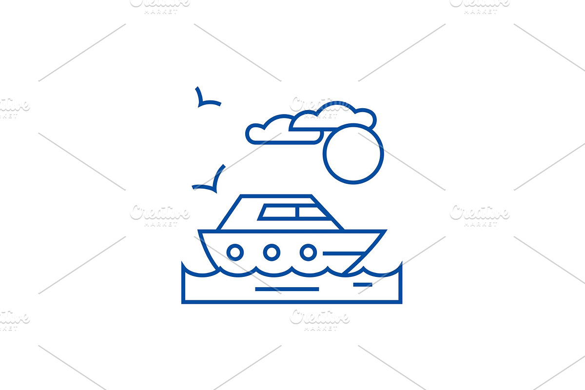 Travel, sea, yacht line icon concept in Illustrations - product preview 8