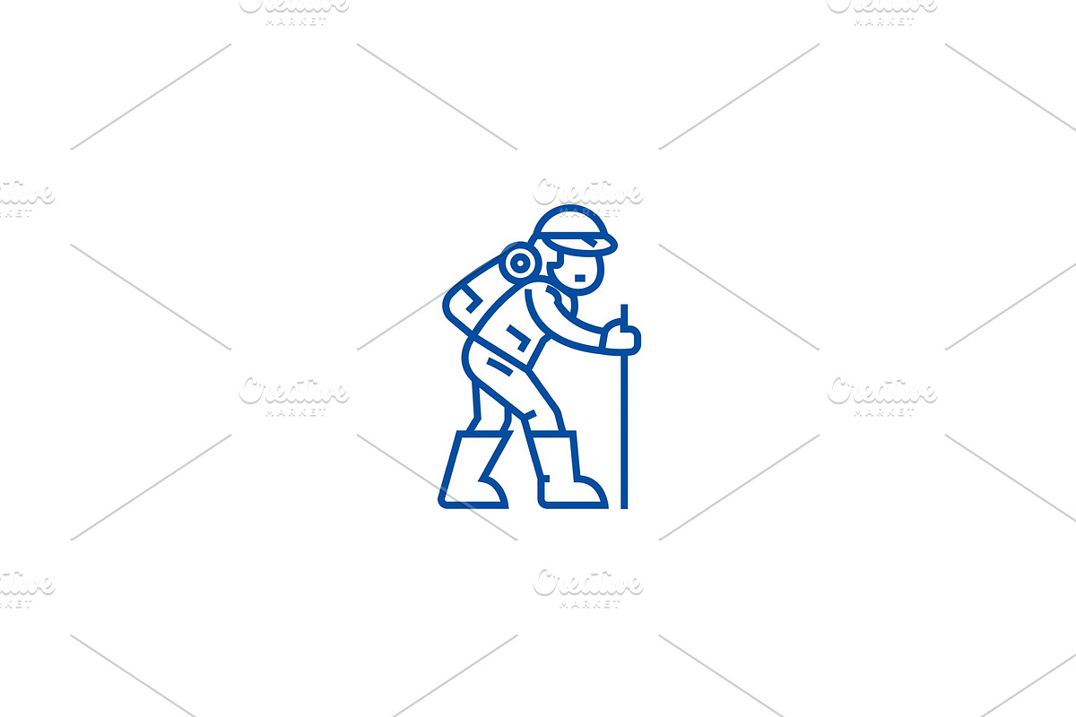 Traveler,hiking man line icon in Illustrations - product preview 8