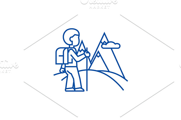 Traveller,hiking line icon concept