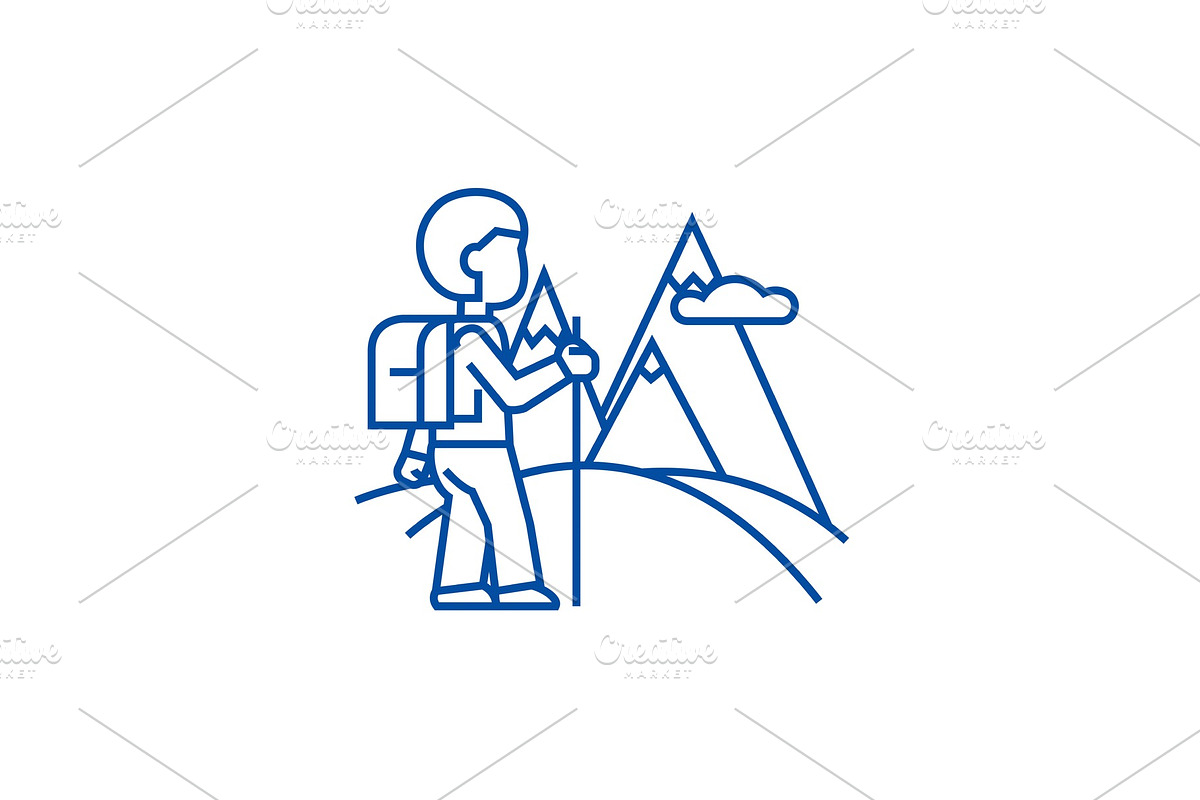 Traveller,hiking line icon concept in Illustrations - product preview 8