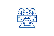 Travelling by car line icon concept