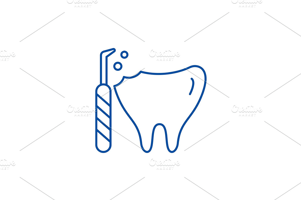 Treatment of caries line icon in Objects - product preview 8