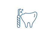 Treatment of caries line icon