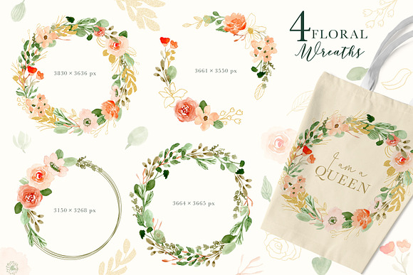 Classy Florals - Watercolor Clipart in Illustrations - product preview 2