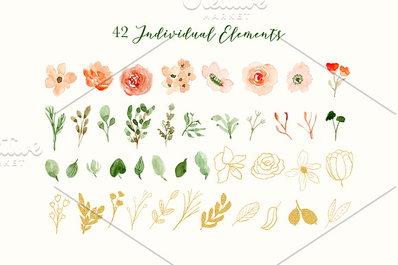 Classy Florals - Watercolor Clipart in Illustrations - product preview 3