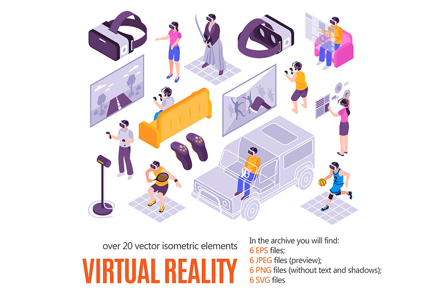 Virtual Reality Isometric Set in Illustrations - product preview 8