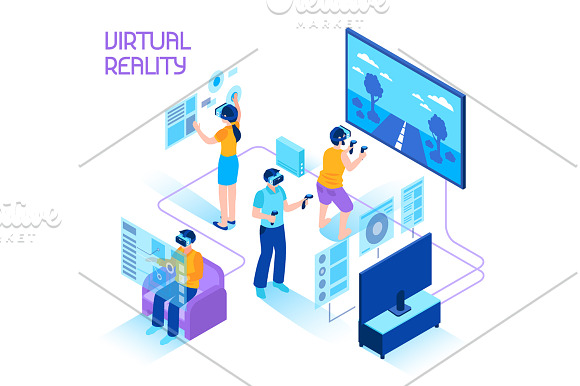 Virtual Reality Isometric Set in Illustrations - product preview 1