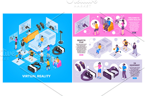 Virtual Reality Isometric Set in Illustrations - product preview 3