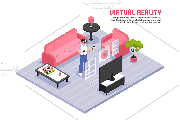 Virtual Reality Isometric Set in Illustrations - product preview 4