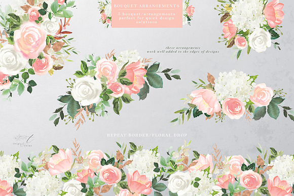 Blushed - Watercolor Floral Miniset in Illustrations - product preview 1