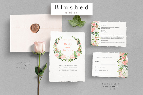 Blushed - Watercolor Floral Miniset in Illustrations - product preview 3