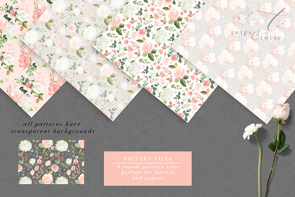 Blushed - Watercolor Floral Miniset in Illustrations - product preview 8