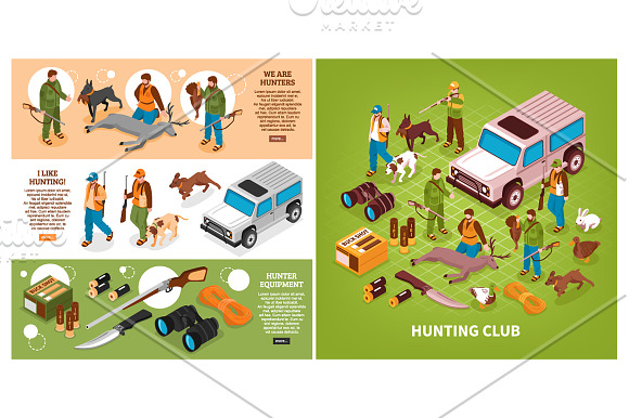 Hunting Isometric Set in Illustrations - product preview 3