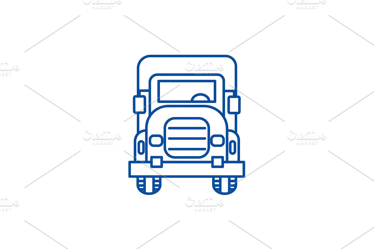 Truck front view line icon concept in Illustrations - product preview 8