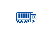 Truck, cargo container line icon