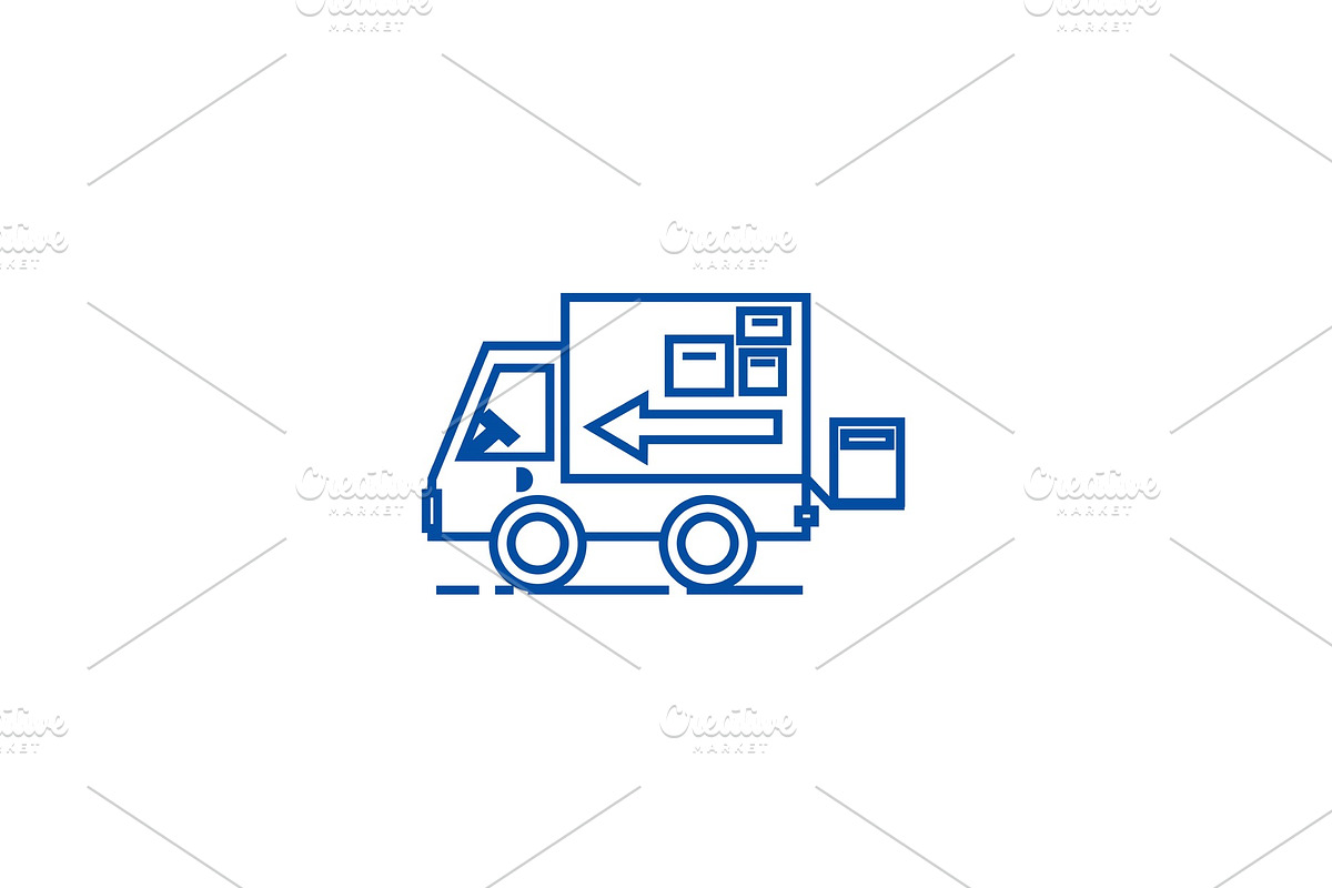 Truck, delivery shipping line icon in Illustrations - product preview 8