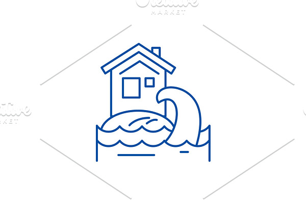 Tsunami line icon concept. Tsunami