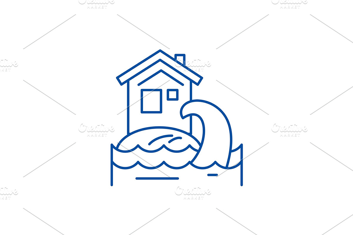Tsunami line icon concept. Tsunami in Illustrations - product preview 8