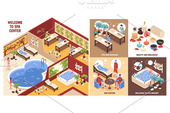 Spa Isometric Set in Illustrations - product preview 2