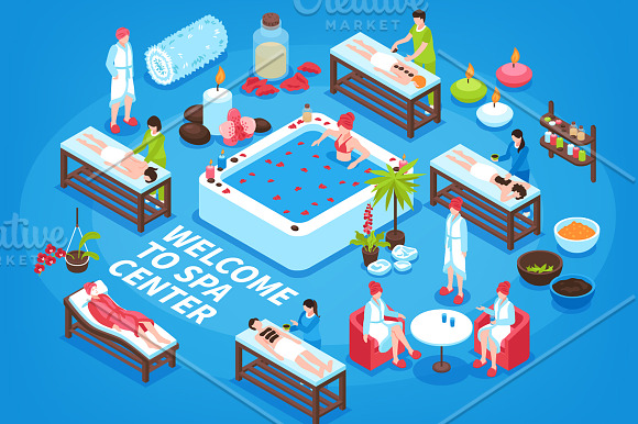 Spa Isometric Set in Illustrations - product preview 3