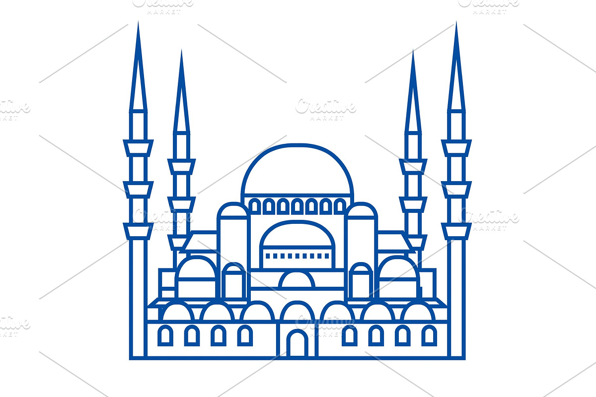 Turkish mosque line icon concept in Illustrations - product preview 8