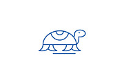 Turtle in motion line icon concept