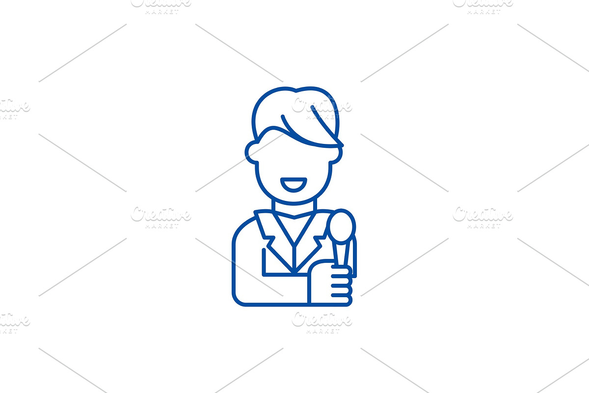 Tv host line icon concept. Tv host in Illustrations - product preview 8