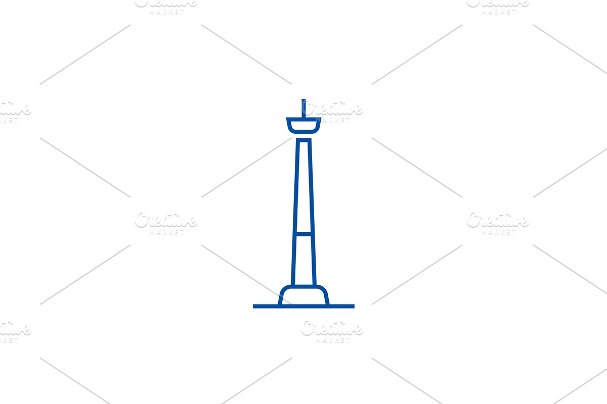 Tv tower line icon concept. Tv tower in Illustrations - product preview 8