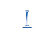 Tv tower line icon concept. Tv tower
