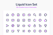 Liquid Icon Set 100+ in three styles