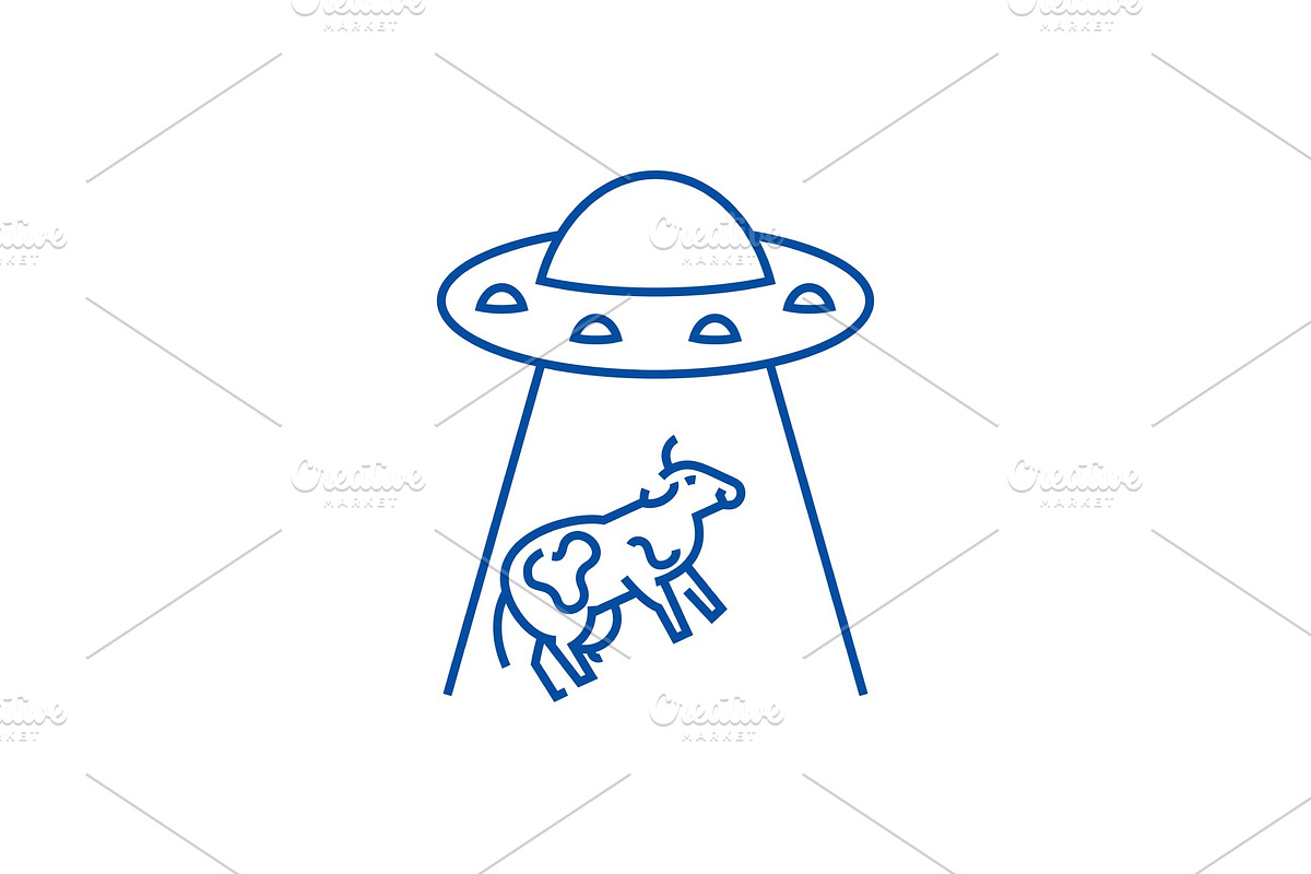 Ufo taking cow line icon concept in Illustrations - product preview 8