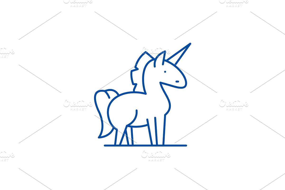 Unicorn line icon concept. Unicorn in Illustrations - product preview 8