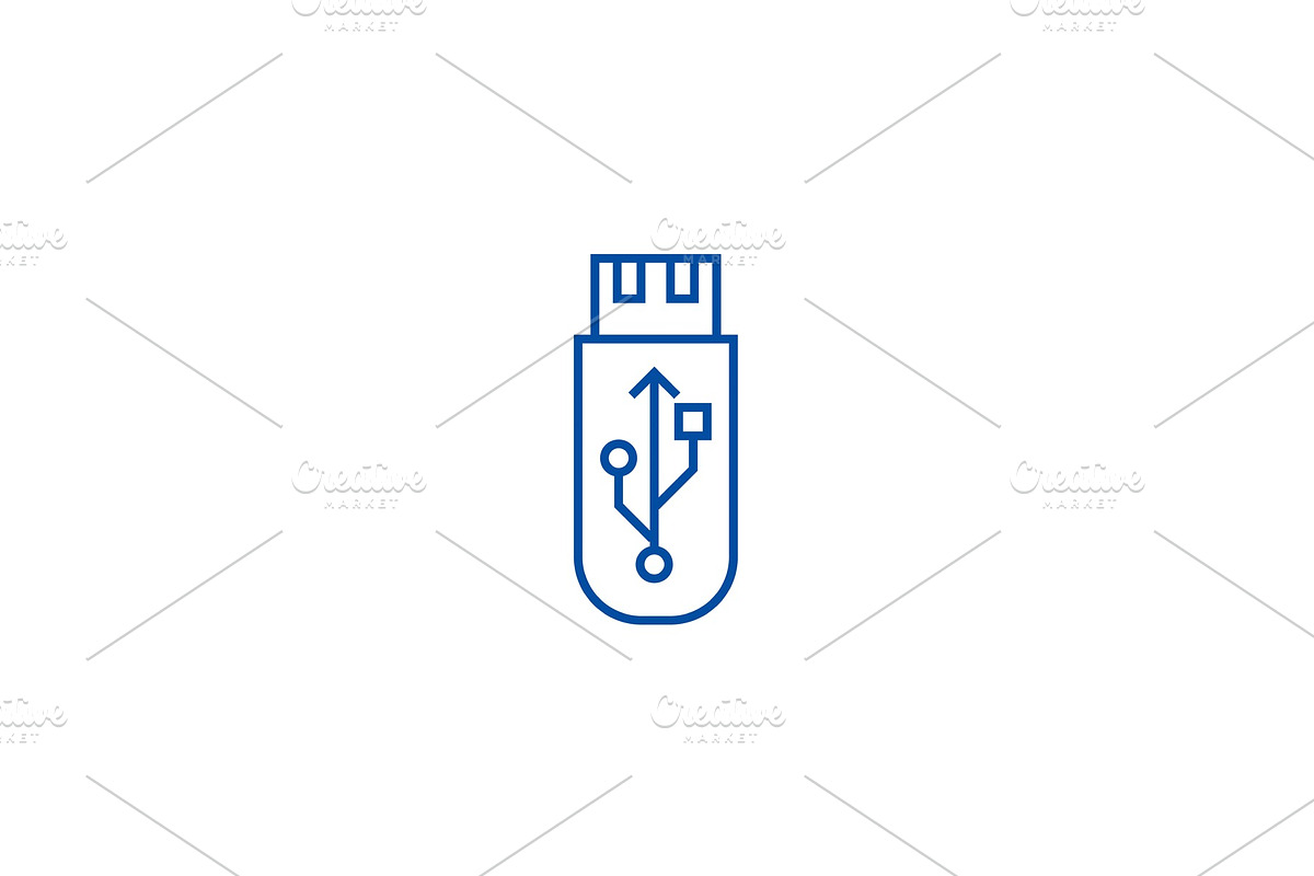 Usb flash. Memory card line icon in Illustrations - product preview 8