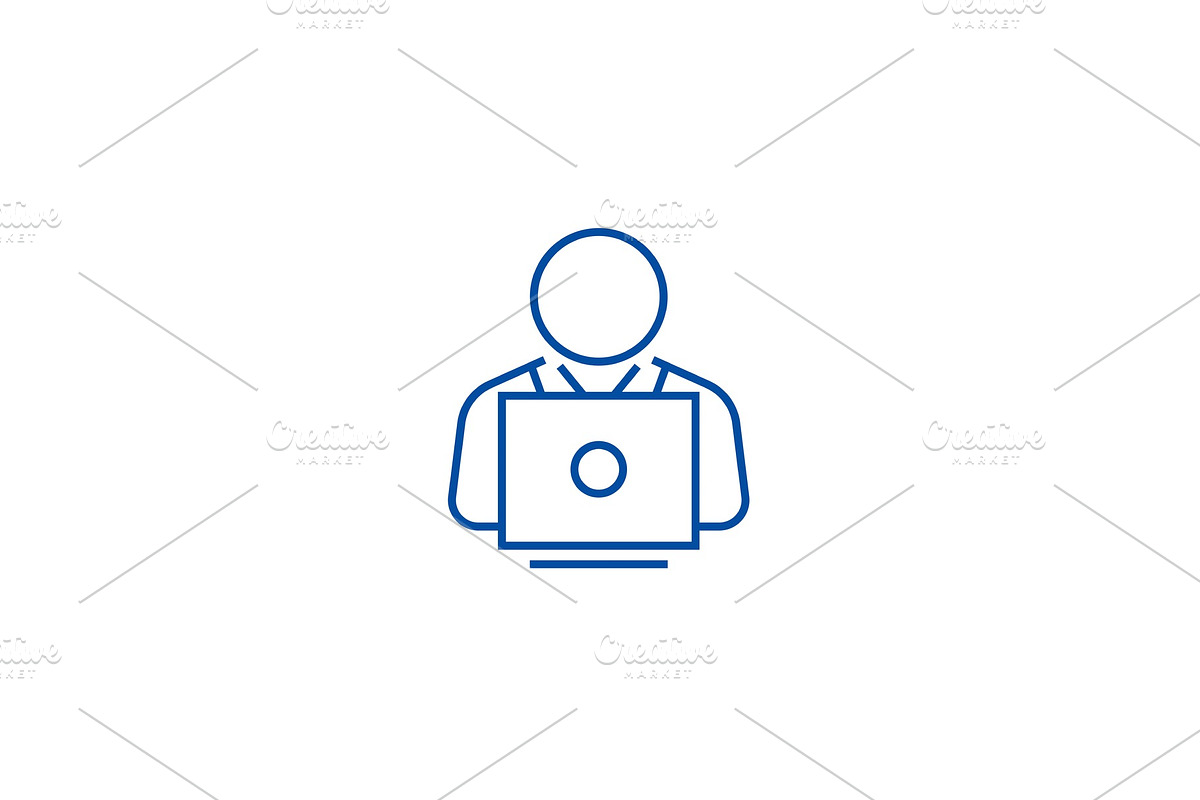 User working on laptop line icon in Illustrations - product preview 8