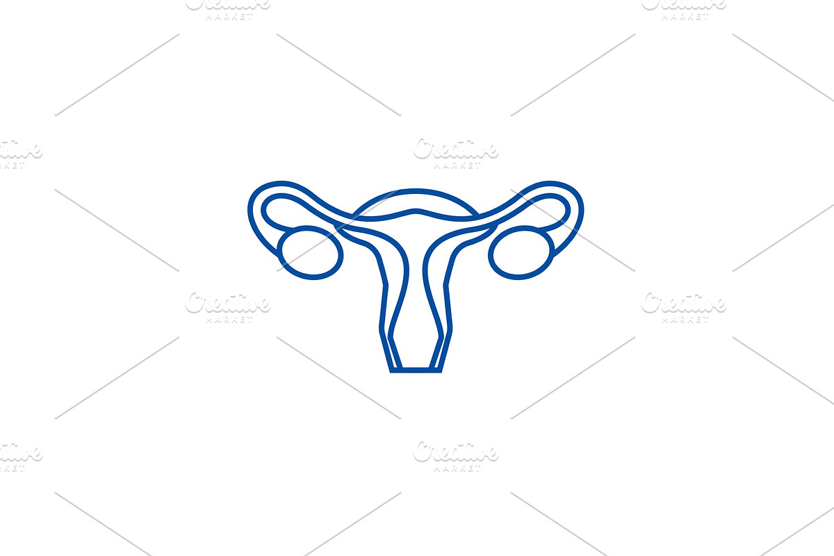Uterus,female gynecology line icon in Objects - product preview 8