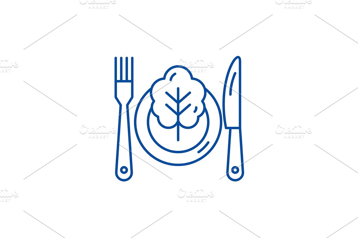 Vegetarian menu line icon concept in Illustrations - product preview 8