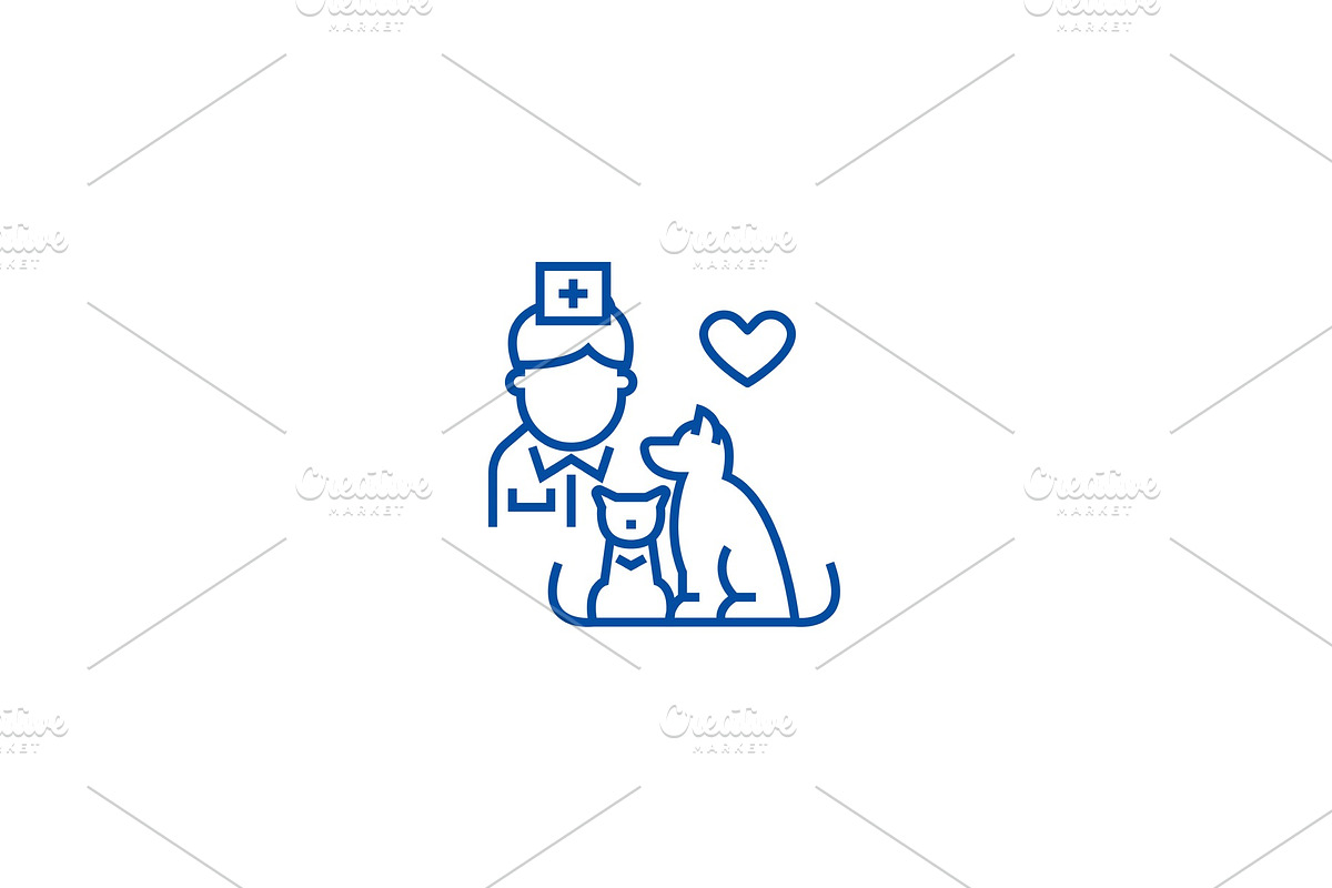 Veterinarian with dog and cat line in Illustrations - product preview 8