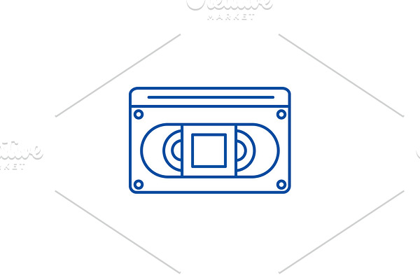 Video cassete line icon concept