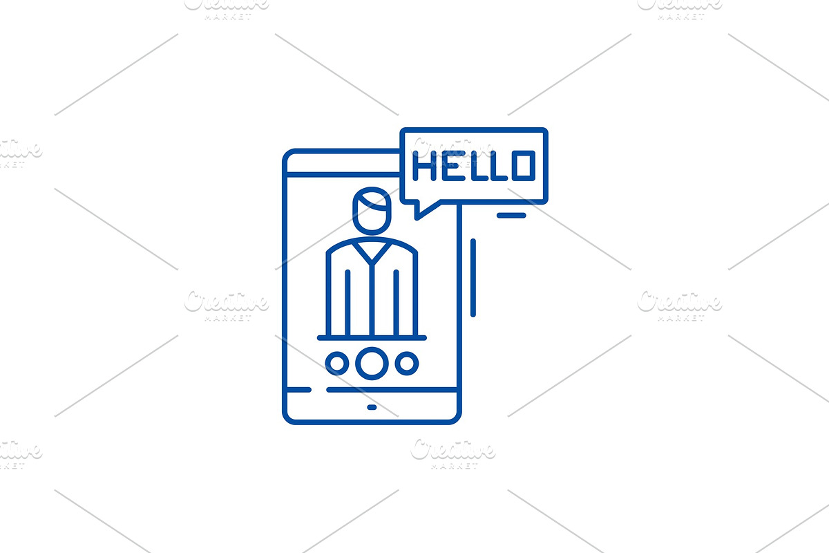 Video conference line icon concept in Illustrations - product preview 8