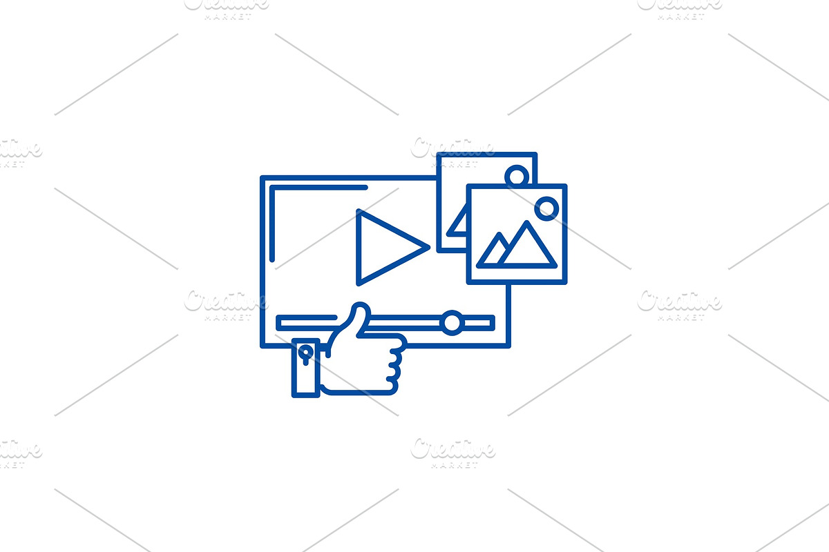 Video marketing line icon concept in Illustrations - product preview 8