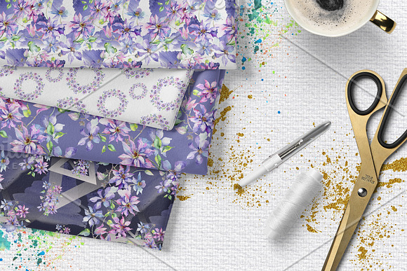 Bouquet violet Watercolor png in Illustrations - product preview 1