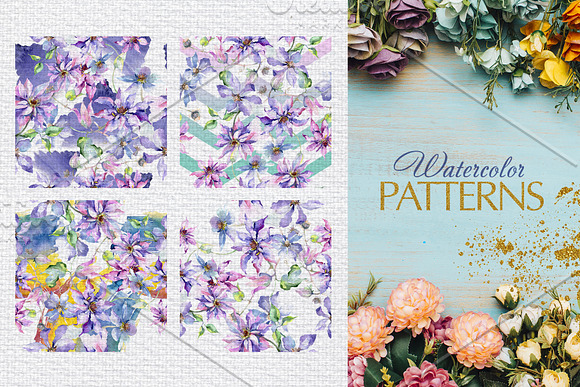 Bouquet violet Watercolor png in Illustrations - product preview 4