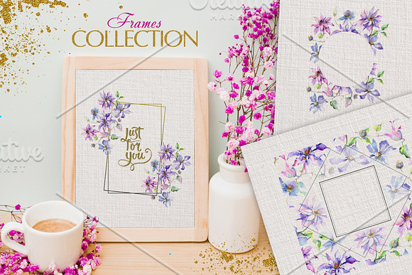 Bouquet violet Watercolor png in Illustrations - product preview 5